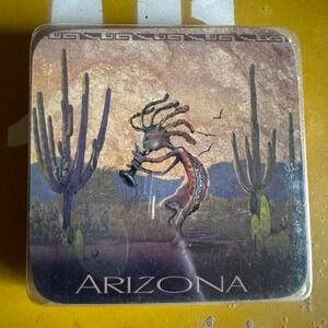 Vintage Arizona Kokopelli Coaster Set Southwestern Desert Art‎ Square Tiles
